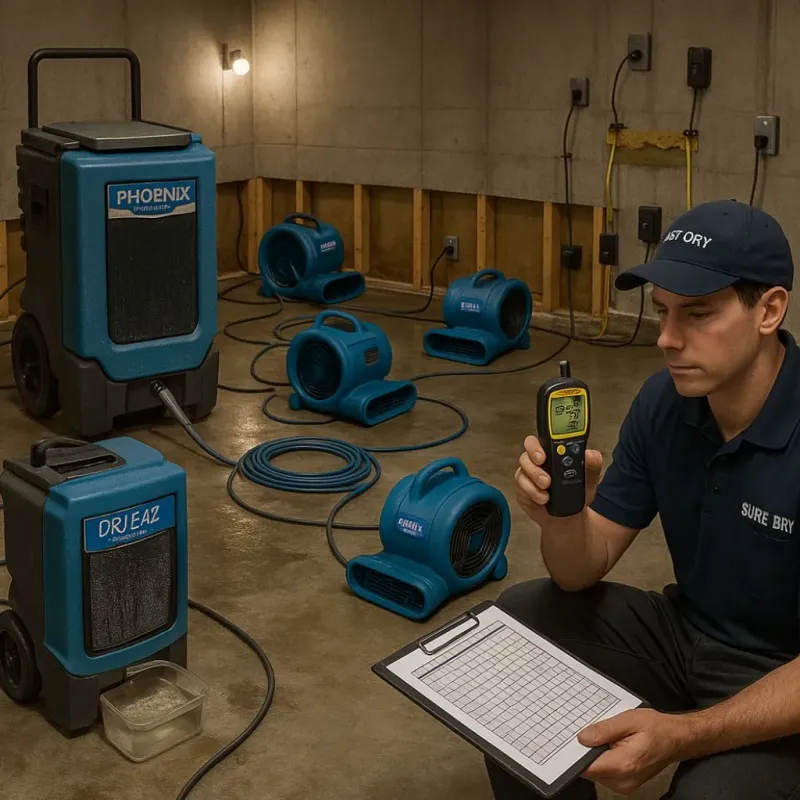 Structural Drying and Dehumidification process in Dallastown, PA